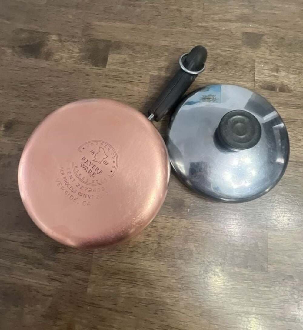 Vintage pre 1968 Revere Ware 1 Quart Copper Clad Stainless Steel Saucepan w/ Lid